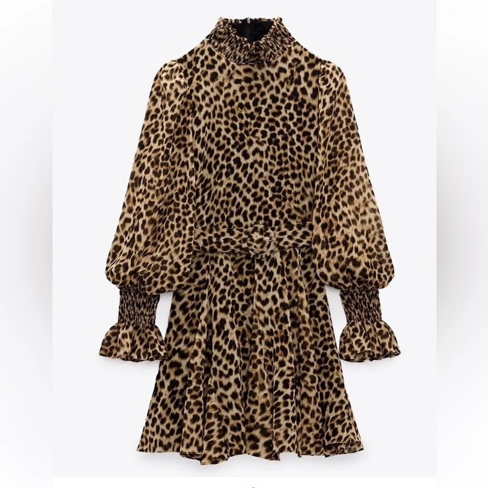 NWT Zara Long Sleeve Mock Neck Leopard 
Size Medium - Picture 2 of 13